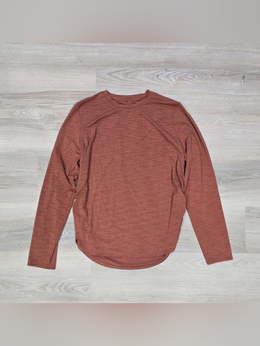 Calia Women's Tissue Texture Long Sleeve Golf Crew Shirt Orange Aprox Size L
